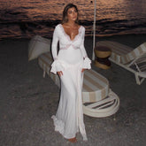 Bell Sleeve Lace Floral Midi Dress